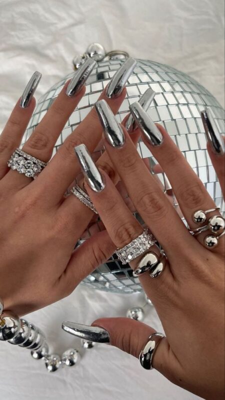 Bridal Trending Metallic Nail Art